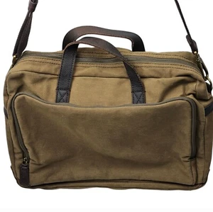 Bolso Mensajero Banana Republic Bolsillo Lona y Cuero Caqui Oscuro/Marrón - Imagen 1 de 13