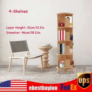 4 Layers Rotating Bookshelf Bookcase Storage Rack Floor Standing Display Holder - Picture 1 of 20