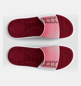 UNDER ARMOUR GS MERCENARY SLIDES SLIP ON SANDALS GRADE RED/WHITE YOUTH SIZE 4 - Picture 1 of 6
