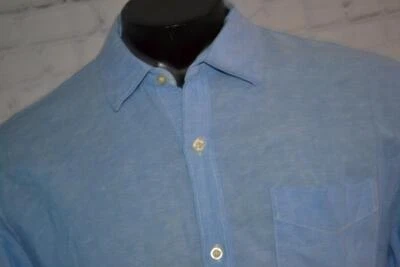 43161-a Camisa Gap Estilo Hawaiano Bolsillo Frontal Azul Lino Talla XL Adulto Hombre Foto 1 de 4