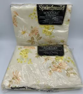 Springmaid Wondercale Double Flat & Fitted Sheet Set Yellow Daisy Bouquet NOS - Picture 1 of 12