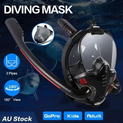 Snorkel Mask Full Face Diving Mask Snorkel Swim Goggles 180° View Anti Fog - image 1 of 4