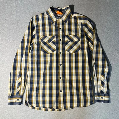 Merrell Button Down Shirt Men Size Small Ivory Blue Yellow Plaid Casual Cotton  - Image 1 of 4