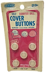Vintage Penn Self Cover Buttons Quarter Ball New Old Stock Pack of 5 - Picture 1 of 4