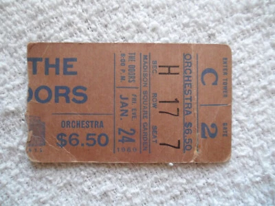 THE DOORS Original__1969__CONCERT TICKET STUB__Madison Square Garden - Image 1 of 4
