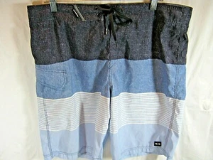 Oakley Mens Board Shorts Size Large Swim Beach Surf Casual Trunks Blue Striped - Picture 1 of 7
