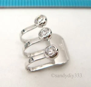 1x RHODINIERTES STERLINGSILBER cz KRISTALL CLIP-ON WICKELOHR MANSCHETTE OHRRING #2514 - Bild 1 von 3
