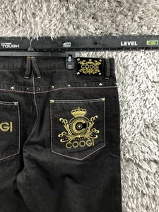 Pantalones de mezclilla Coogi vintage para hombre negros lavados oscuros nuevos con etiquetas ropa de calle hip hop resina negra - Imagen 1 de 18