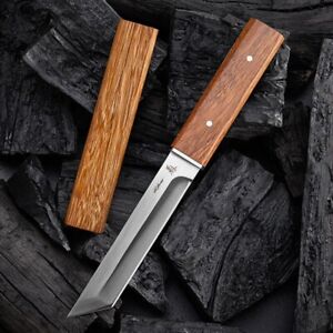 Tanto Knife Fixed Blade Hunting Survival Combat Tactical D2 Steel Wood Handle S