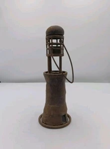 Antique Cast Iron Miner's Lamp, Primitive Rare Piece - Unknown Maker 14.5x5" - Picture 1 of 12