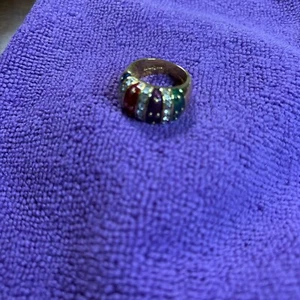 178 Joan Rivers Red, Blue, Green&Purple Enamel Rhinestone Gold Tone Dome  7.75 - Picture 1 of 10