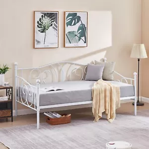VECELO Twin Size Metal Daybed with Headboard Metal Slats Support for Living Room - Picture 1 of 27