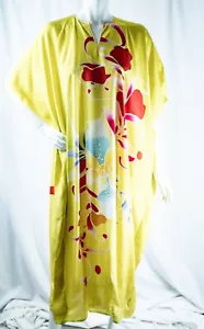 Neu gelb rosa blau orange Hawaii Blumen Damen Seide ausgestellt Kleid Größe 20, 3XL - Bild 1 von 24