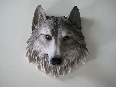 Cabeza de Lobo MONTAJE EN PARED DECORACIÓN CABAÑA TRONCO Foto 1 de 4