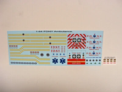 Calcomanías de tobogán acuático FDNY Ambulance Rescue Medic 1:64 para cualquier modelo de color Foto 1 de 3