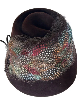 复古 Merrimac Peachbloom 丝绒进口毛皮 Fedora 帽子羽毛 1930 年代联合制造 — 第 1/4 张图片