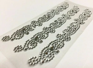 BEADED DIAMANTE RHINESTONE EMBELLISHMENTS 3 X CLEAR STICKER SHINY CRAFTS ARTA11 - Picture 1 of 2