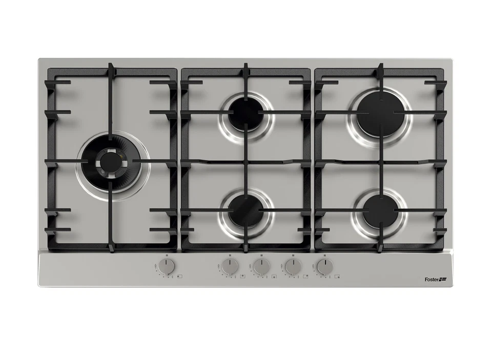 Piano Cottura Gas 5 Fuochi Gas 86x50 Inox Spazzolato Power 7016032 Foster - Immagine 1 di 3