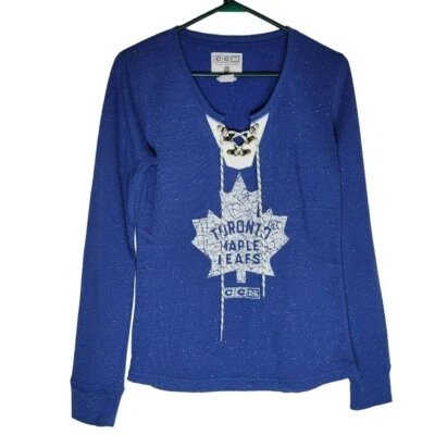 Sudadera de hockey CCM NHL Toronto Maple Leafs ligera azul suave para mujer pequeña Foto 1 de 4
