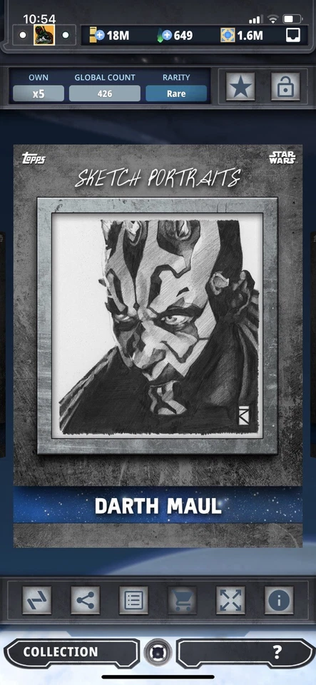 Topps Star Wars Digital Card Trader Blue Sketch Portraits Maul Insert Award - Image 1 of 1