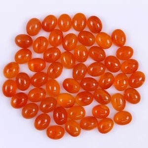 Lote de 52 piedras preciosas cabujón ovaladas de cornalina naranja natural de 103 quilates 9x7 mm #1819 - Imagen 1 de 5