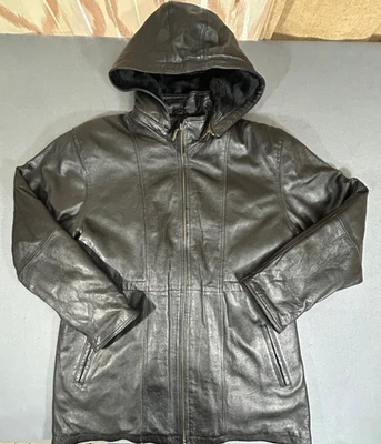 Chaqueta con capucha forrada de cuero Comint negra talla XL Foto 1 de 4