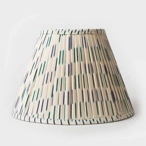 Ikat Blue Pleated Lampshade - Picture 1 of 5