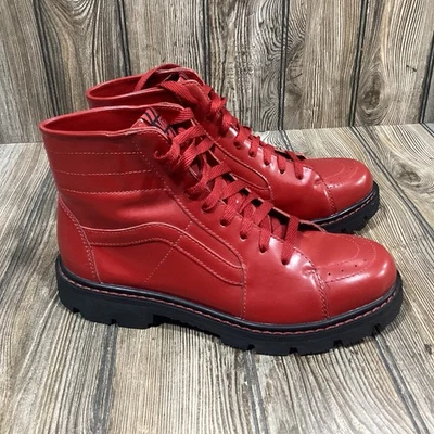 RARO🔥De colección VANS Zapatos Mujer Talla 9.5 Sk8 Hiker LX Rojo Negro Botas Foto 1 de 4