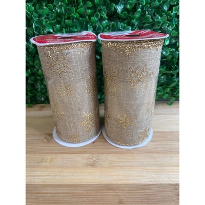 Nuevo Paquete Extra Ancho Dorado con Brillo Copo de Nieve Navidad Cinta Corona Crafti Foto 1 de 4