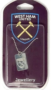 Merchandise Ufficiale Club ⚒️ WEST HAM Crest Dog Tag & Chain NUOVO CON ETICHETTE PREZZO AL PUBBLICO £25 - Foto 1 di 3