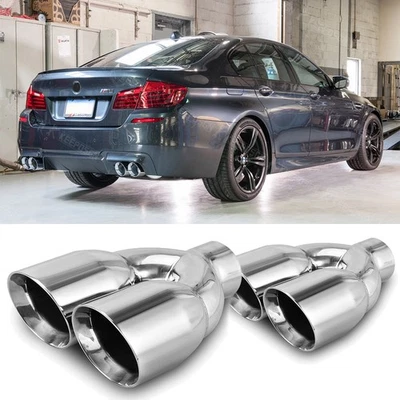 Para Serie 5 F10 M5 535i 550i Doble 2.5"In 3.5"Out Cuádruple Puntas de Escape Inoxidable Foto 1 de 4