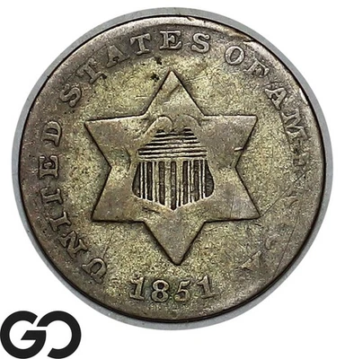 1851 Three Cent Silver Piece - Image 1 of 3