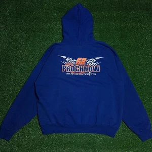 Y2K Hoodie Motorsports race hoodie blue size 2XL - Picture 1 of 8