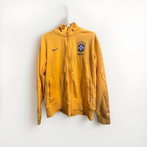 Nike Brazil Football Jacket Size  LargeSoccer Yellow Track Top National Team Zip - Picture 1 of 2