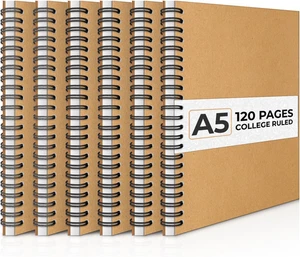 6er Pack Spiral Notizbuch 8,3"x5,8" liniert Papier Notizbücher für Schule Büro Schreiben - Bild 1 von 12