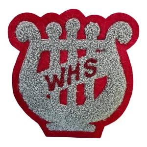 Gray Red Letterman Patch 4"x4" Varsity High College Jacket Band WHS - Picture 1 of 5