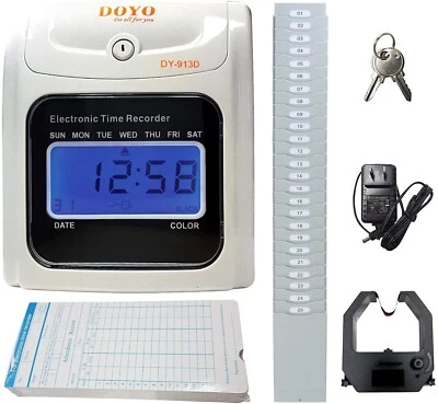 ⏰Reloj de tiempo electrónico LED máquina de tarjetas perforadas de asistencia de empleados Foto 1 de 4