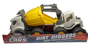 Excavadora y mezcladora de cemento Little Tikes My 1st Cars 2 en 1 construcción - Imagen 1 de 2