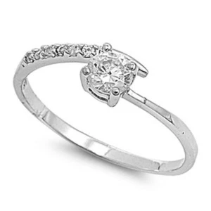 .925 Sterling Silver .50ct Cubic Zirconia Size 6 Classic Promise Ring S66 - Picture 1 of 1