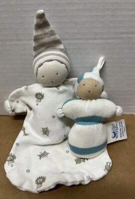 LOTE DE 2 - UNDER THE NILE ALGODÓN EGIPCIO ORGÁNICO Muñeca Bebé Suave Seguridad/Lovey Foto 1 de 4