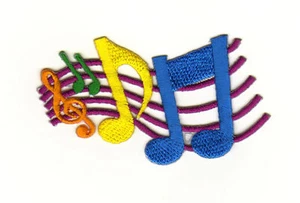aa06★Musik Noten Linien Schlüssel Aufnäher aufbügeln Bügelbild Patch 7,4 x 5 cm - Bild 1 von 1