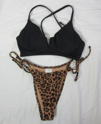 Bikini Wild Fable Shade & Shore 2 Piezas Estampado Guepardo Negro Talla XS y 34B Nuevo con Etiquetas Foto 1 de 4