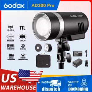 New Godox AD300Pro 2.4G TTL HSS Pocket Outdoor Li-ion Battery Flash Speedlite - Picture 1 of 18