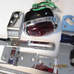 1940-53 Chevy truck chrome taillight brackets, black left & right pair 12 volt. - Picture 1 of 3