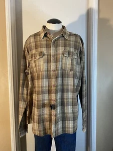 Rip Curl Shirt Mens Large brown flannel Casual button up long sleeve Size L - Picture 1 of 8