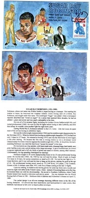 #4020 Sugar Ray Robinson FDC H/P Card Transpara Doris Gold Boxing Black Heritage - Image 1 of 3