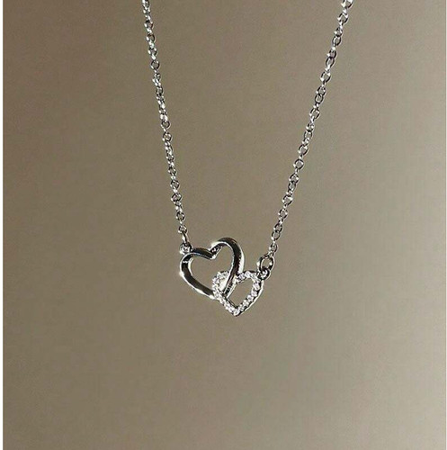 Collana Con Pendente A Doppio Anello Forma Di Cuore San Valentino Fidanzati Love