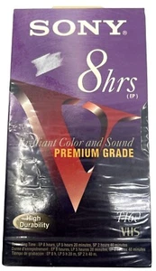 Sony 8 Hours Premium Grade VHS Tape - Brilliant Color & Sound - High Durability - Picture 1 of 2