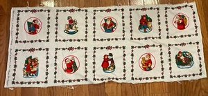 Vintage Cranston Memories of Christmas Past Picture Book Patches 10 Panel Fabric - Picture 1 of 5
