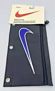 Vintage '96 Nike Large SWOOSH Mead Pencil Folder School Pouch Bag Black Purple - Picture 1 of 4